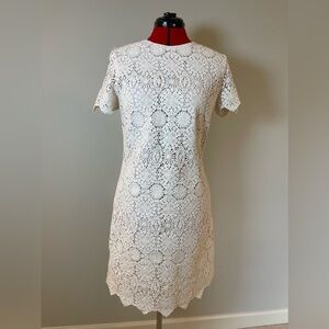 Tory Burch Trixy Crochet Lace Short Dress Ivory Off‎ White Size medium.